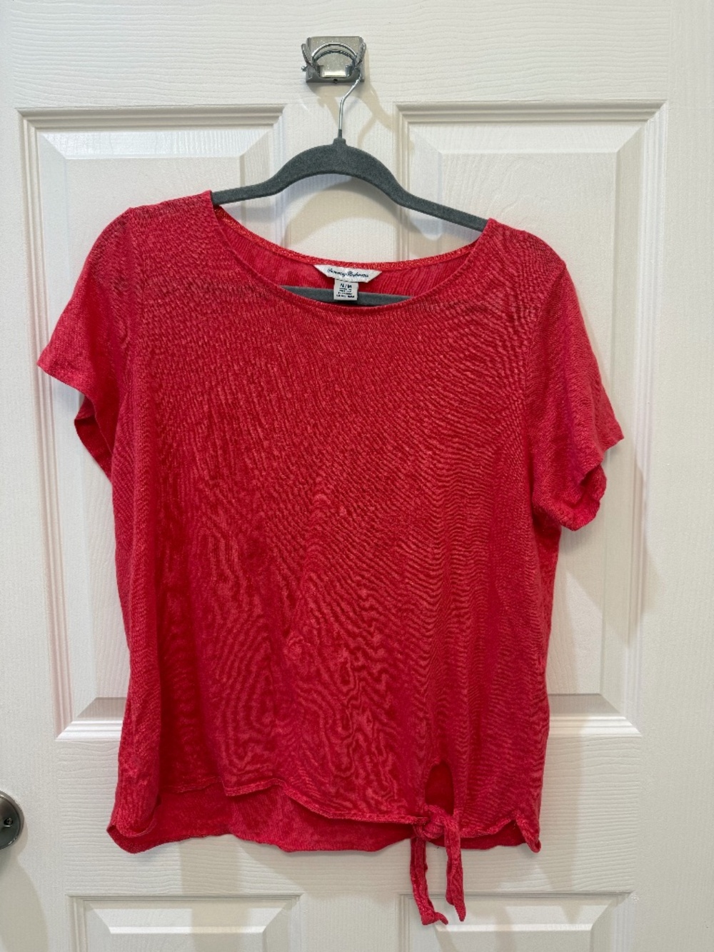 Tommy Bahama Women's Coral Pink Tie Front Short Sleeve Top Size M